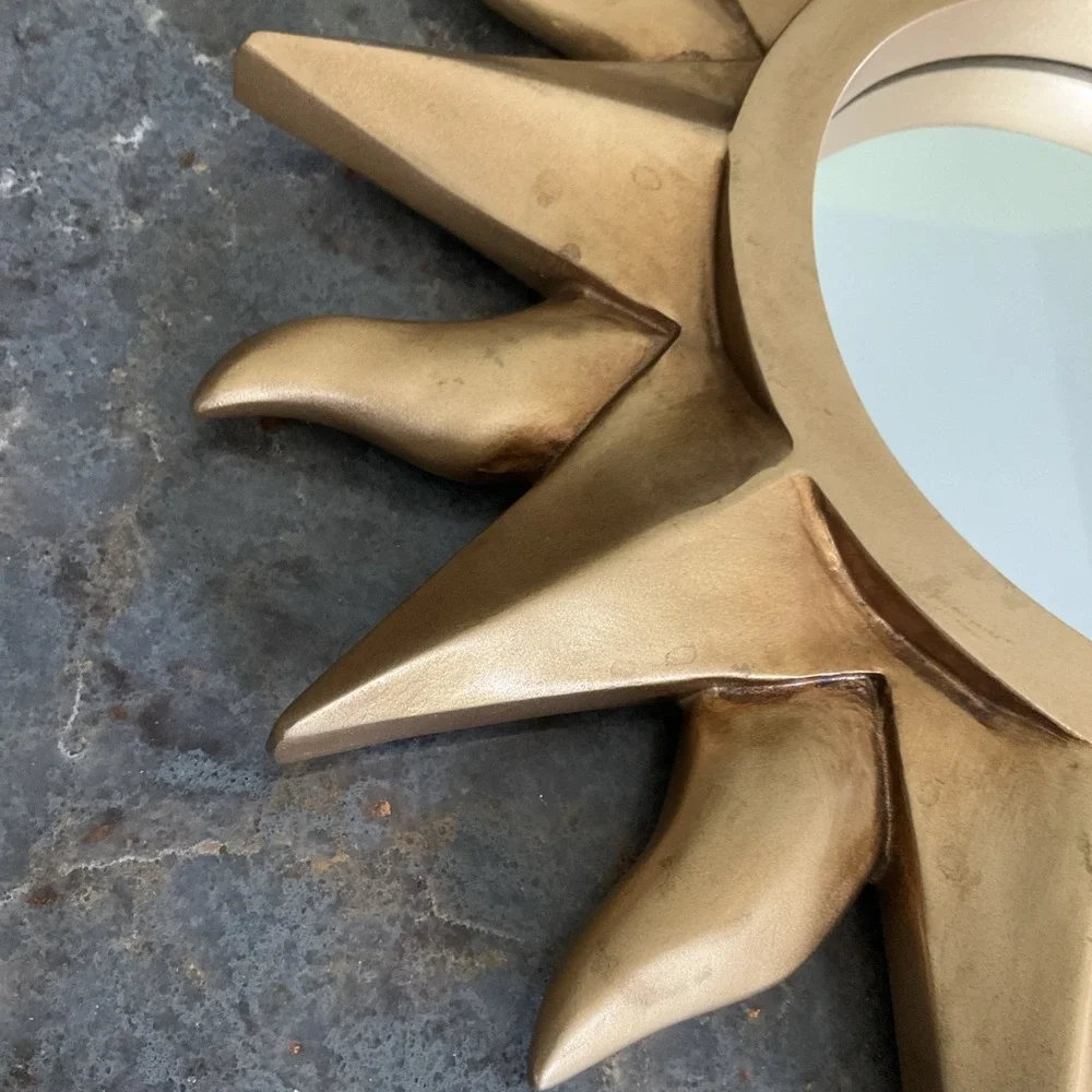 Vintage Gold Sunburst Wall Mirror Hollywood Regency Celestial Starburst MCM 12